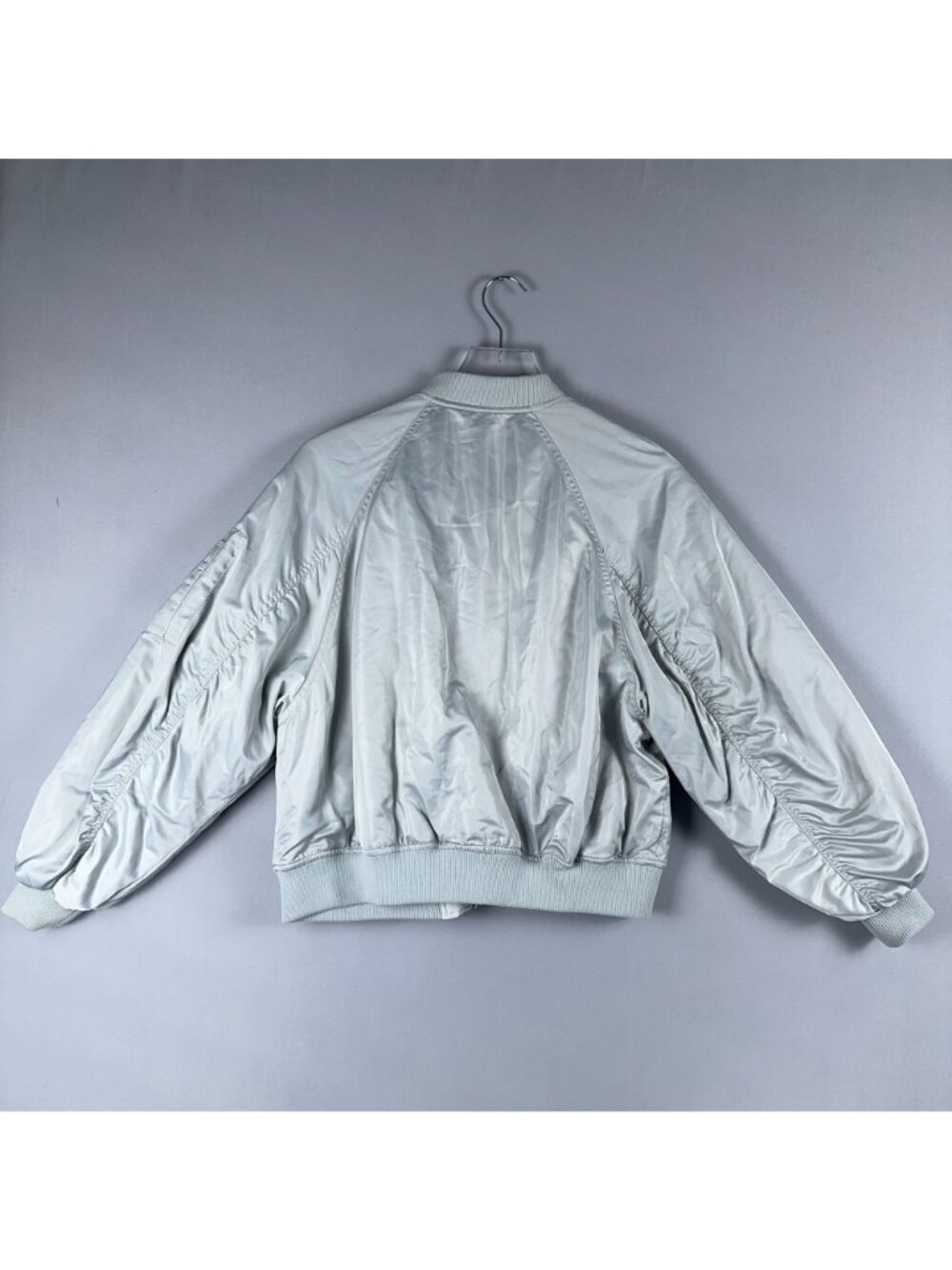 Zara Bomber Jacket Kids Size 13-14 Silver Zipper Utility Pocket Left Sleeve - Picture 2 of 11